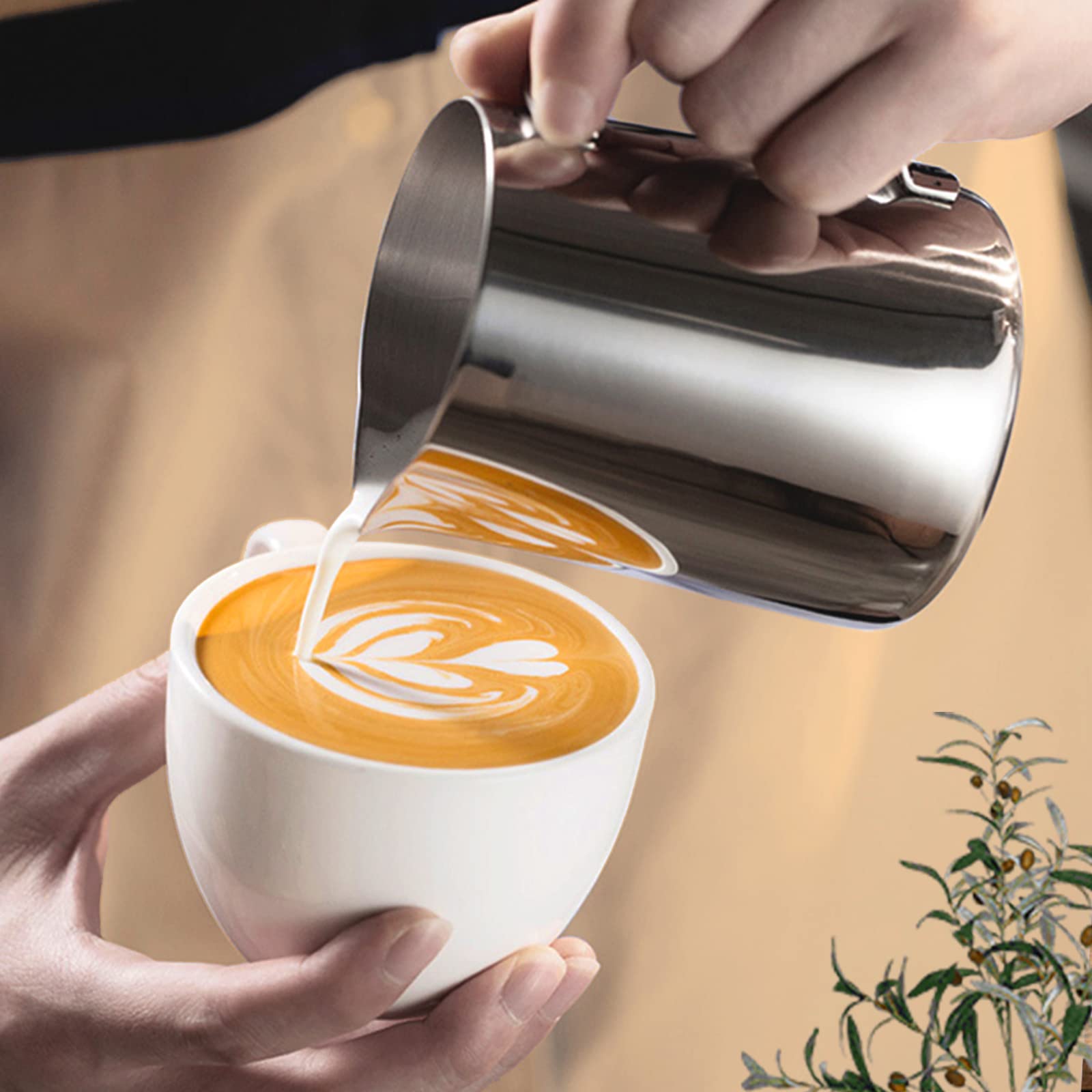Bricco Latte Acciaio Inox 304 Da 350ml - Con Pennina Per Latte Art, Accessorio Barista - Foto 2