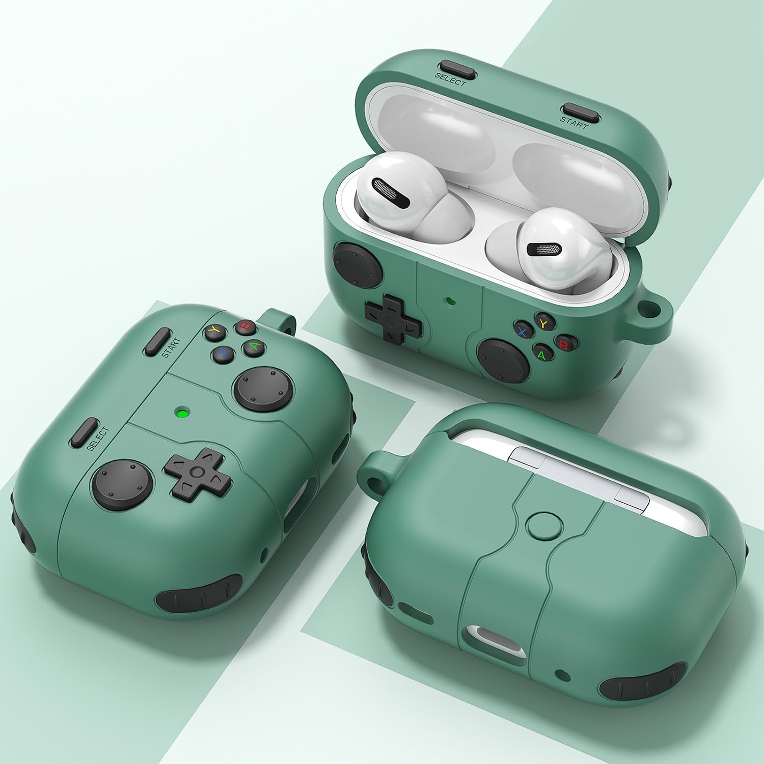 SaharaCase Inspire Series Case for AirPods Pro (2nd Generation) - Ergonomic Closed Design, Triple Silicone Material Composition, Carabiner Clip (Cactus Green)