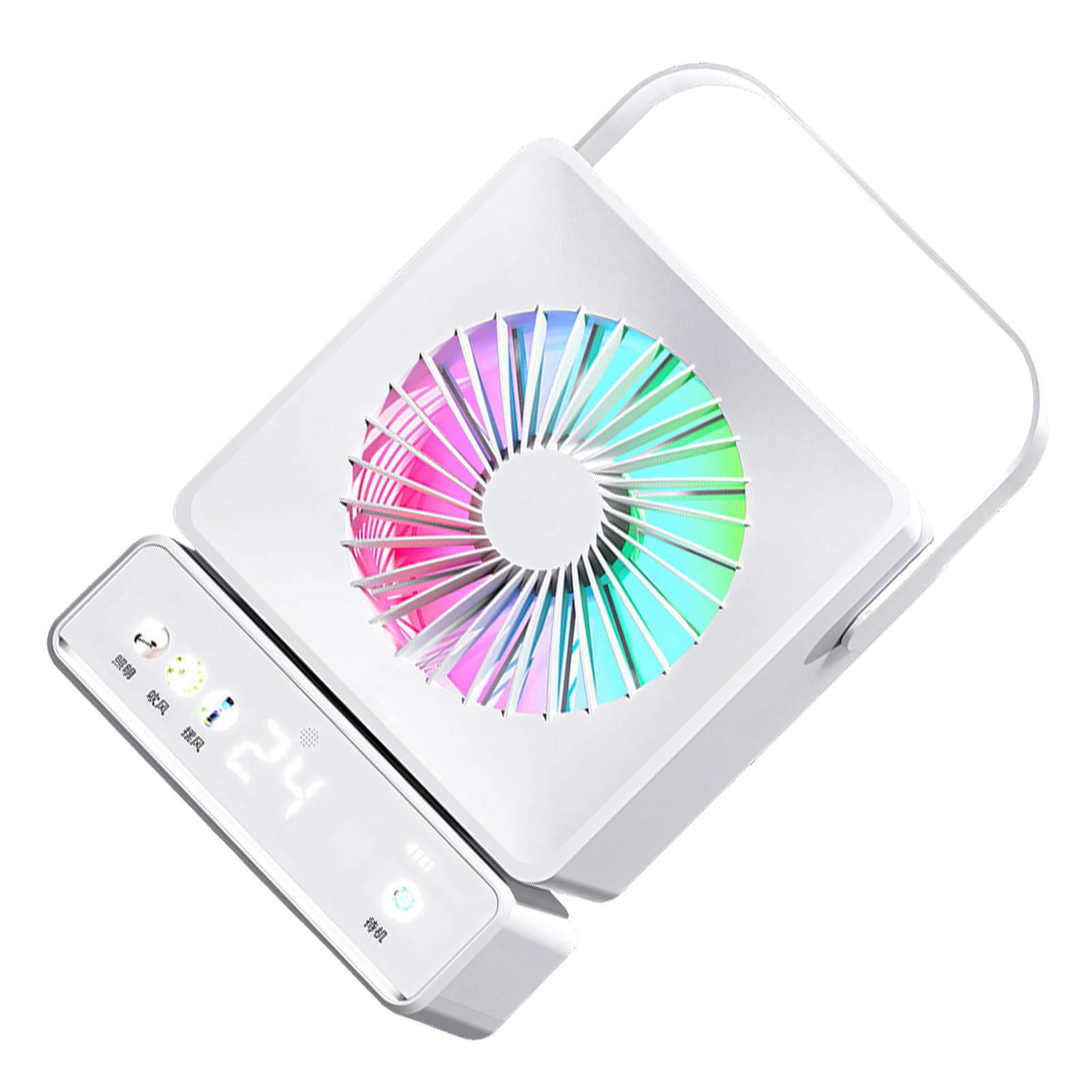 TAZIZI Multifunctional Desktop Ventilation Device with Colorful LED Display 3 Speed Preferences and Rechargeable Electricity Source for Home Learning Application LED Night Light Fan