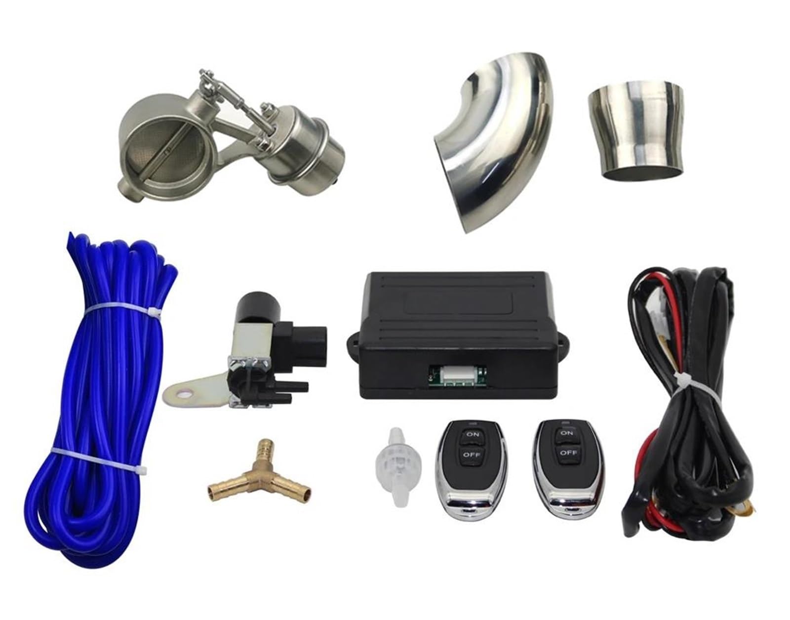 Auto-Auspuffrohr-Steuerventil-Sets Vakuum-Controller Gerät Remote-Kit Controller-Schalter Universal 51 63 76 Mm Auspuffrohr(1 Kit 76mm)