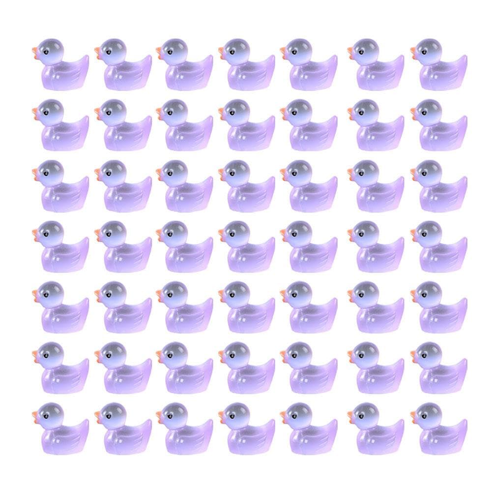 50 Pcs Mini Resin Ducks Luminous Tiny Ducks Glow in The Dark Ornament for Dollhouse Garden Decoration