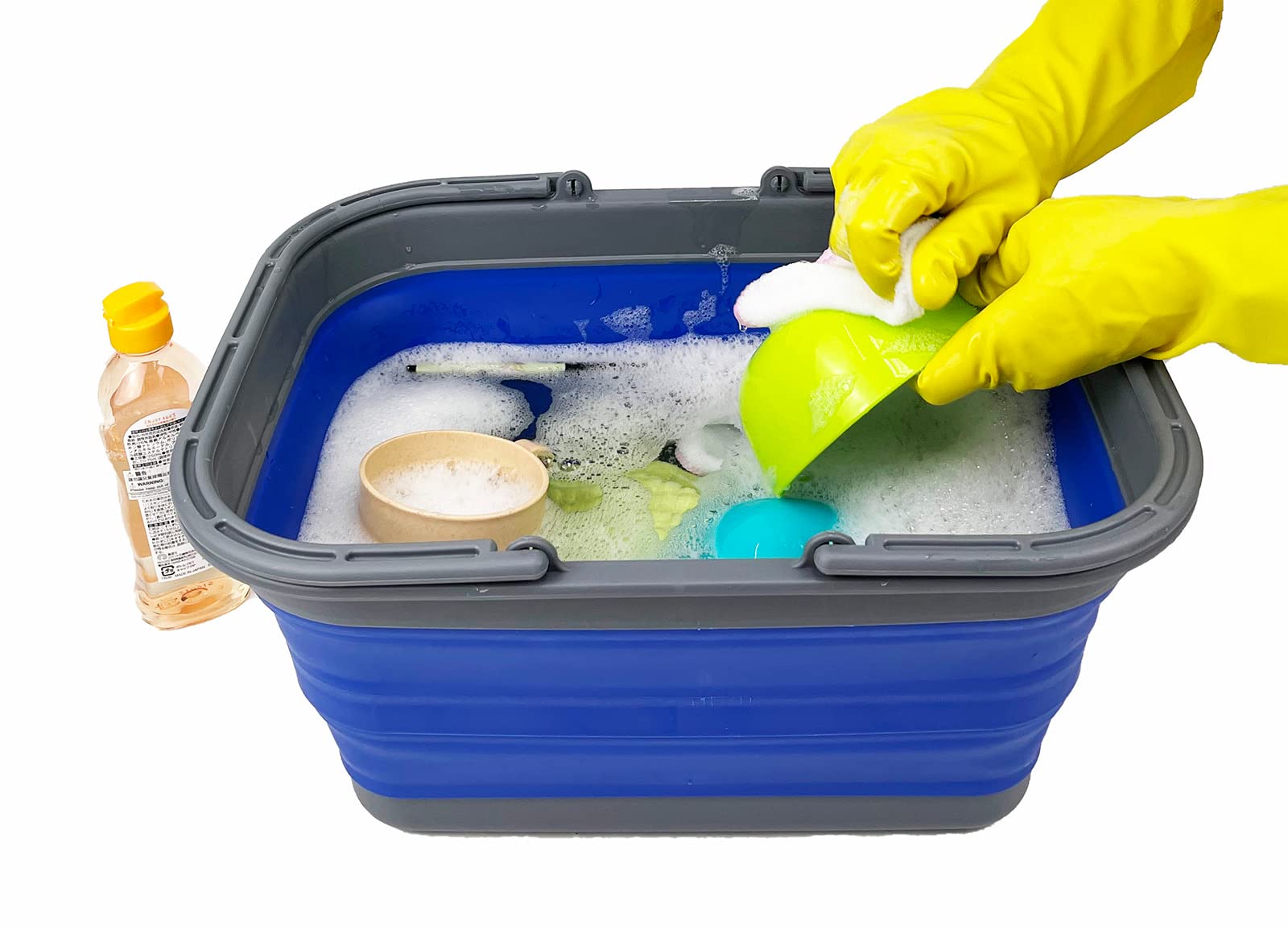 SAMMART SAMMART 12L zusammenklappbare Wanne mit Griff – Tragbarer Outdoor-Picknickkorb/Krater – Faltbare Einkaufstasche – Platzsparender Aufbewahrungsbehälter (Purpurblau + Türkisblau)