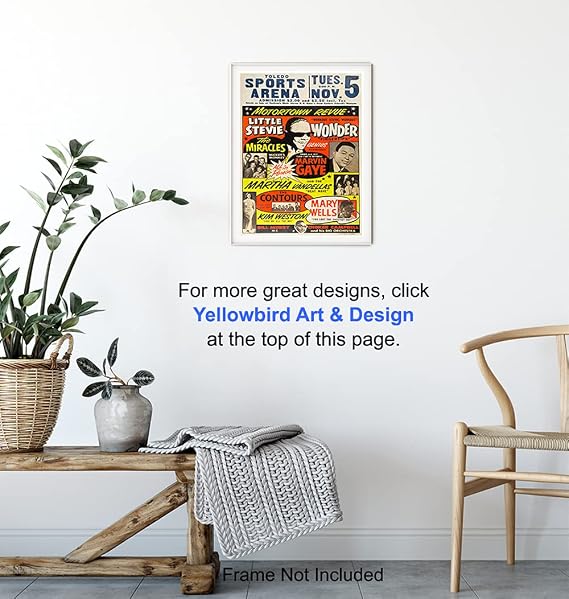 Motown Black Music - African American Wall Art - Black Art - African American Culture - History - Stevie Wonder, Marvin Gaye Concert Posters Wall Decor - Famous History - Afro Wall Art