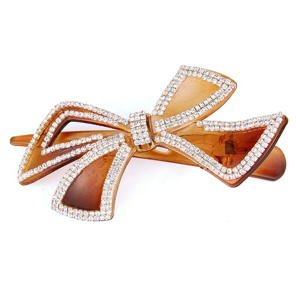 Suoirblss Crystal Bowknot Hair Clips Hairpins- For Hair Clip Beauty Tools Hair Accessories For Girls Women Lady Brown