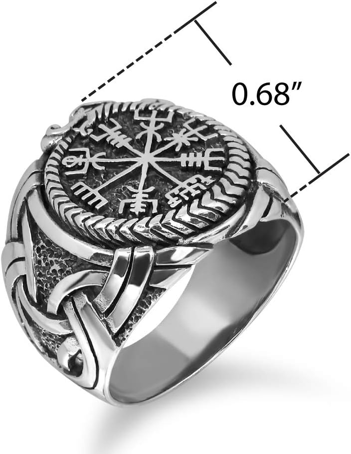 WithLoveSilver 925 Sterling Silver Celtic Talisman Vegvisir Viking Compass Protection Ring