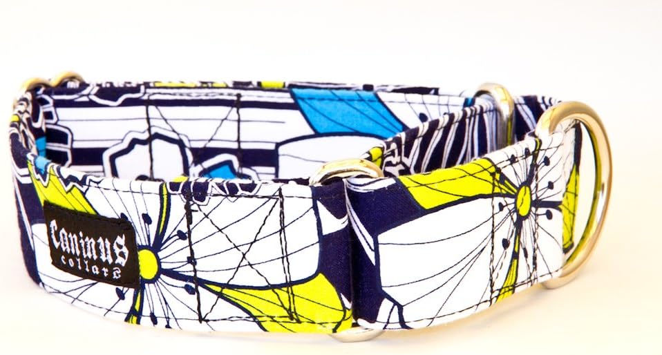 Caninus Collars Abstract Flowers Custom Dog Collar - Buckle & Martingale - 1" - 2" Width - XS - XXL (Martingale w/Buckle Collar, XXL 2")