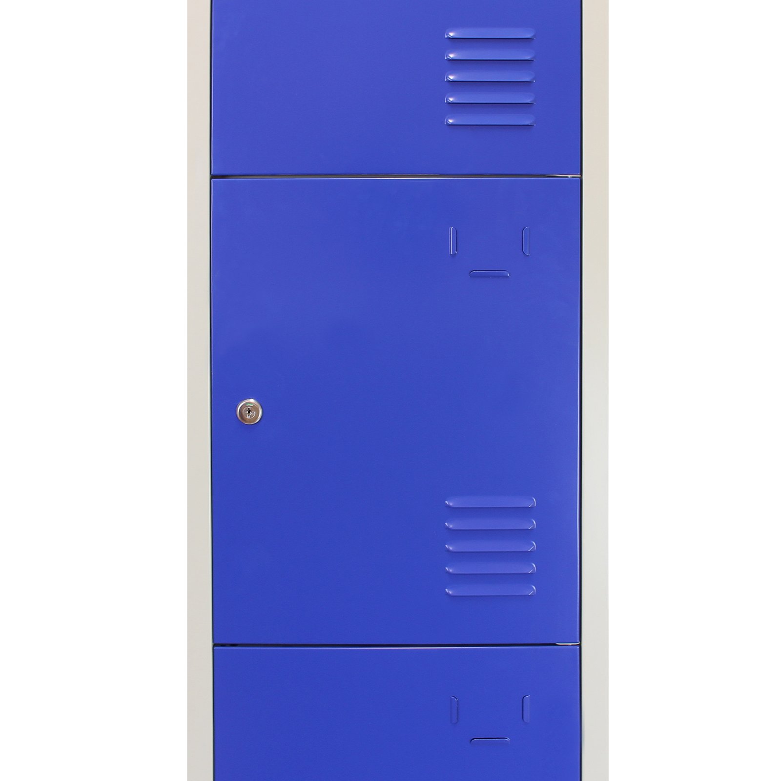 Taquilla Metálica para Montar con 4 Puertas Azules 45x38x180cm con Estantes llaves Imanes Portatarjetas Nombre Número Armario Casillero Metalico Blue Metal Locker Escuela Gimnasio Vestuario y Oficina