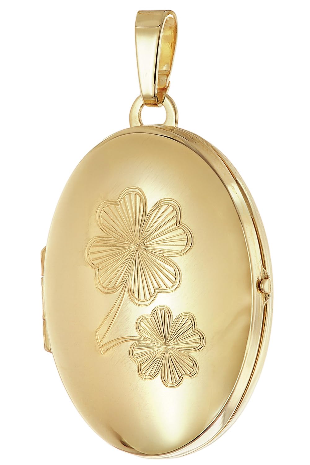 trendor Medaillon-Anhänger mit Kleeblatt-Gravur 925 Silber Vergoldet 21565 | zeitloses Schmuckstück für Damen, elegantes Accessoire,