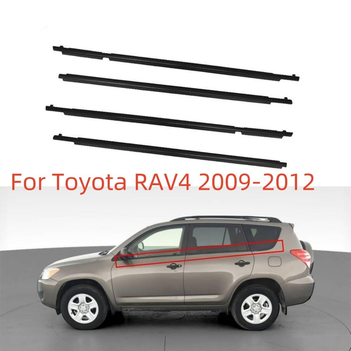 Taśma uszczelniająca do drzwi samochodu Pasuje do RAV4 2009-2012 75720-0R020 75710-0R020 75740-0R020 4 szt. Uszczelka okna samochodu czarna