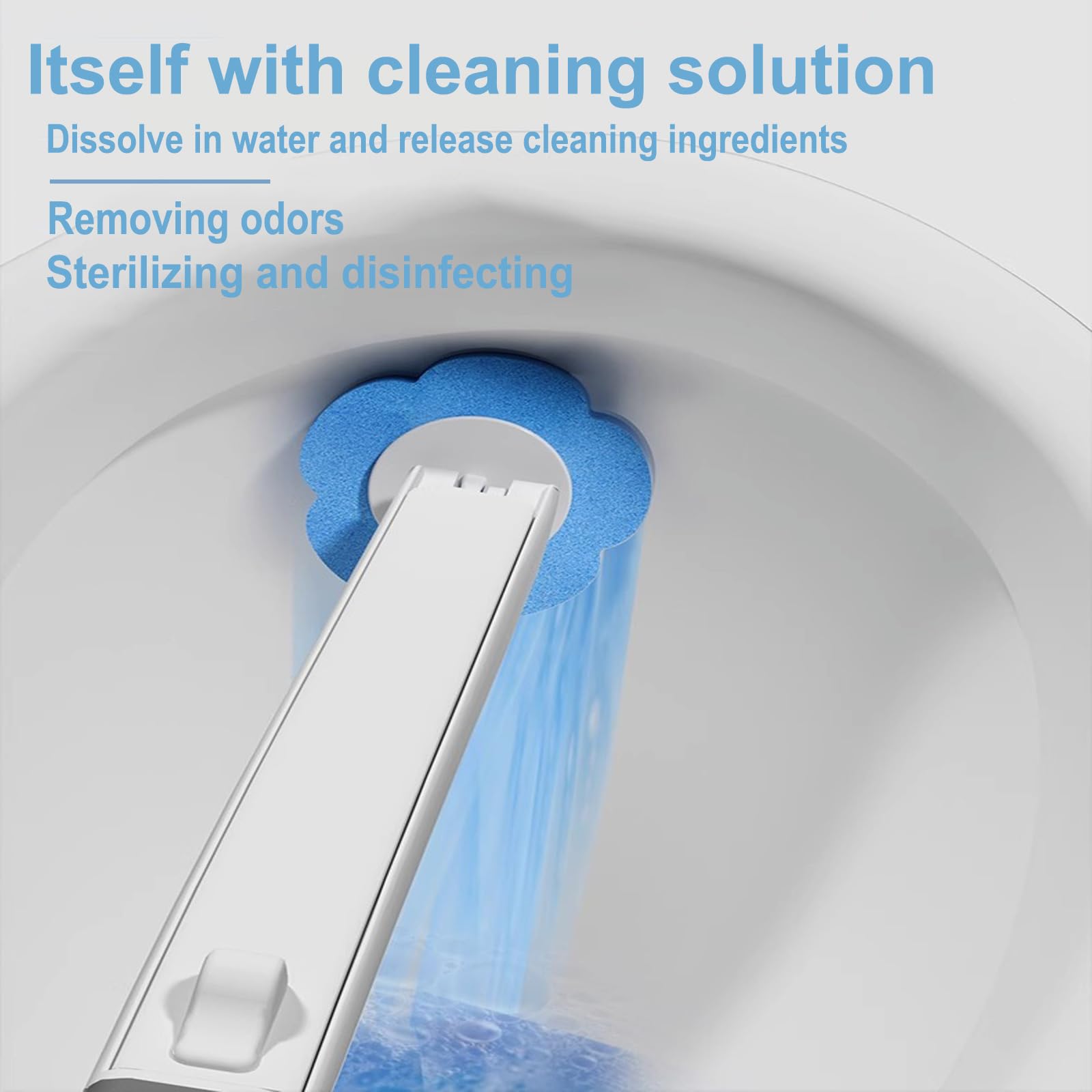 Ucaimao 72 PCS Disposable Toilet Bowl Brush Refills,Toilet Wand Replacement Heads Cleaner Pads Disposable Toilet Cleaning System for Sink Bathtub Wash Basin (Only Refills,Only Fits for Ucaimao)- Blue - Image 4