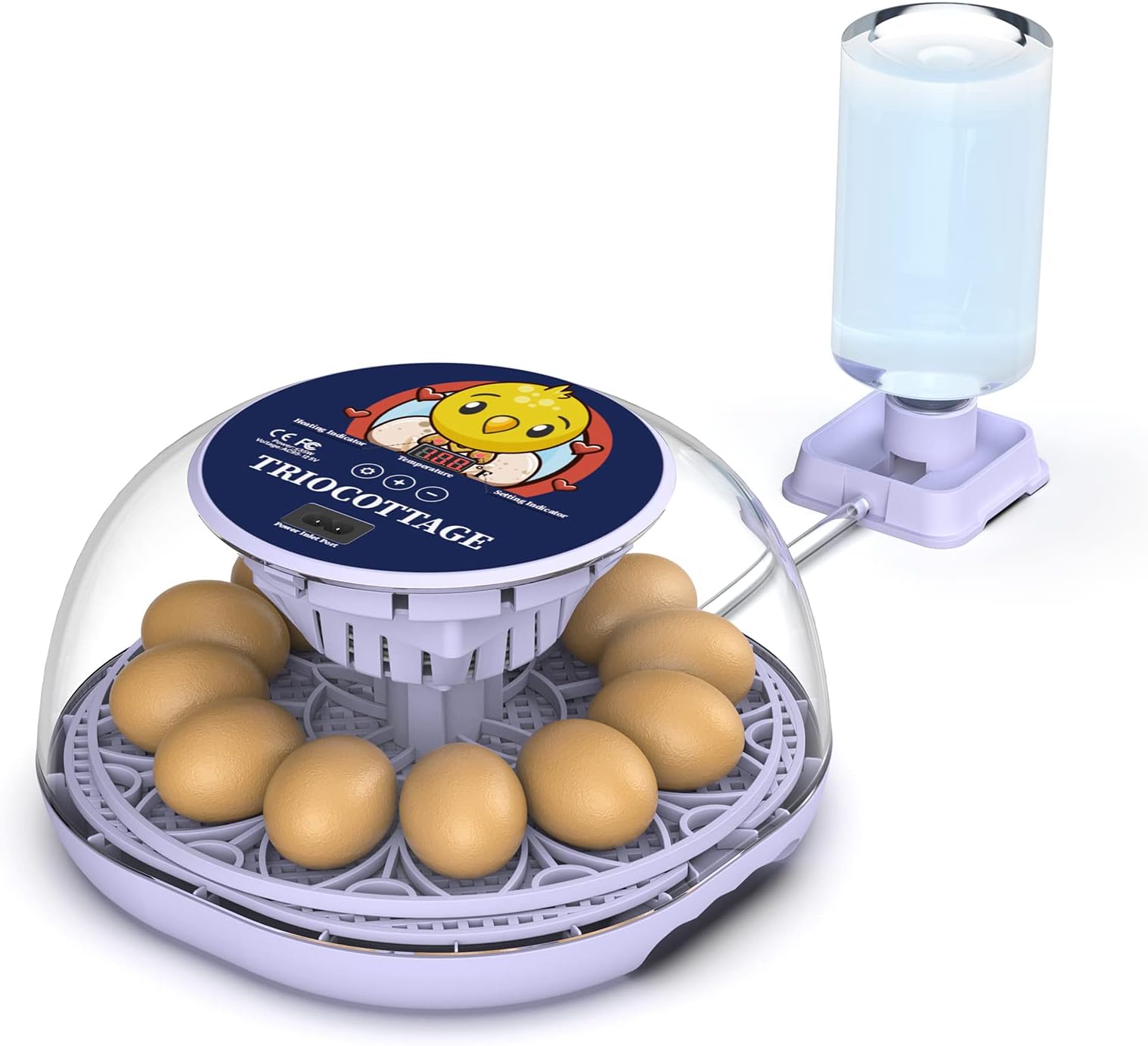 12 Clear Egg Hatching Incubator with Automatic Egg Turning and Auto Water Replenishment for Chicken Eggs and Quail Egg