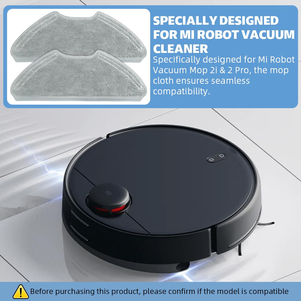 HASTHIP® Compatible with Mi Robot Vacuum Mop 2i & 2 Pro, Microfiber Mops Cloth Vacuum Cleaner Mops Cloth for Mop-P, Replacement Microfiber for Wet and Dry Cleaning, Pack of 2Pcs 3