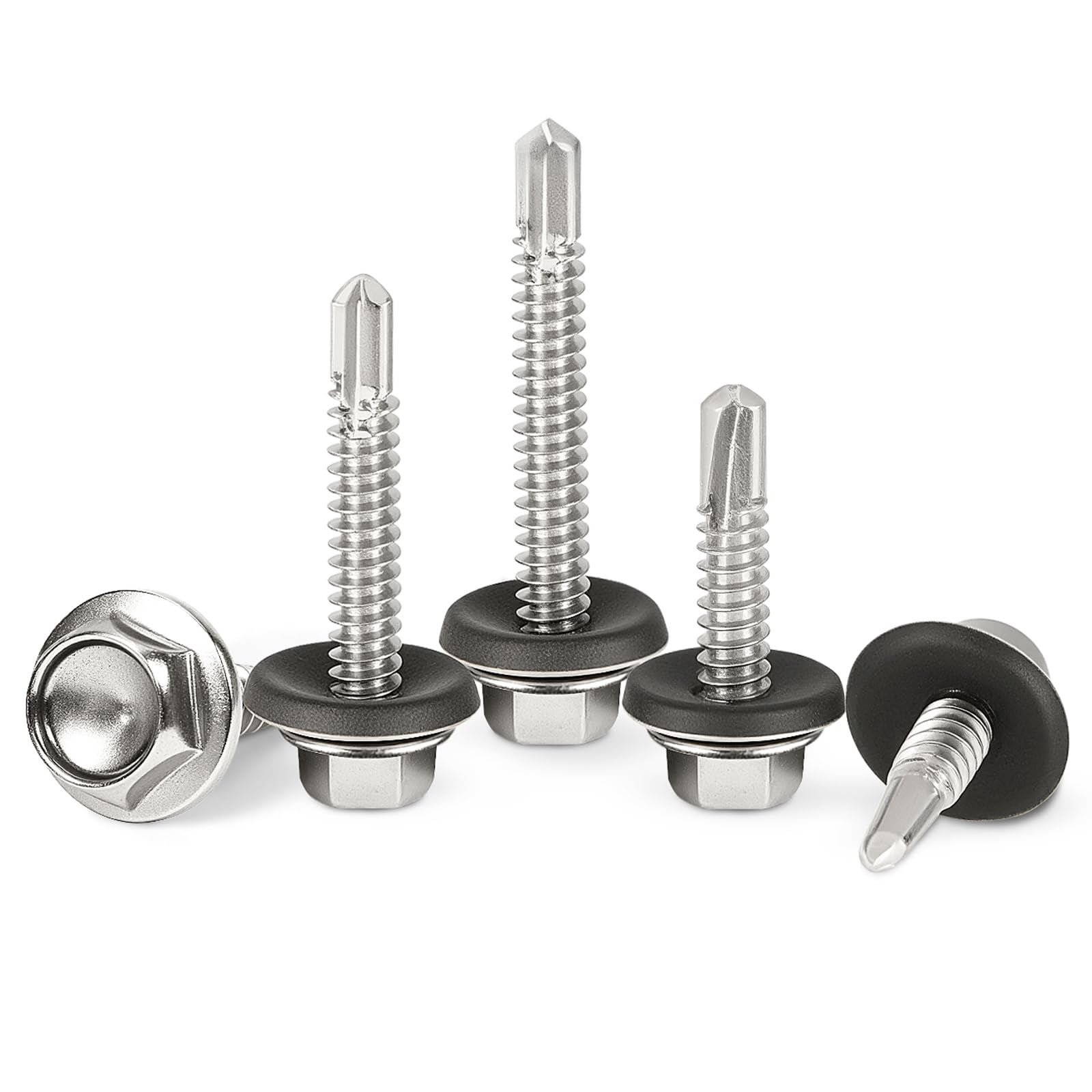 Lakada Drilling Screws Stainless Steel 95 5.5 x 19 mm Tapping Screws with Seal Roof Screws with EPDM Sealing Washer Trapezoidal Sheet Screws