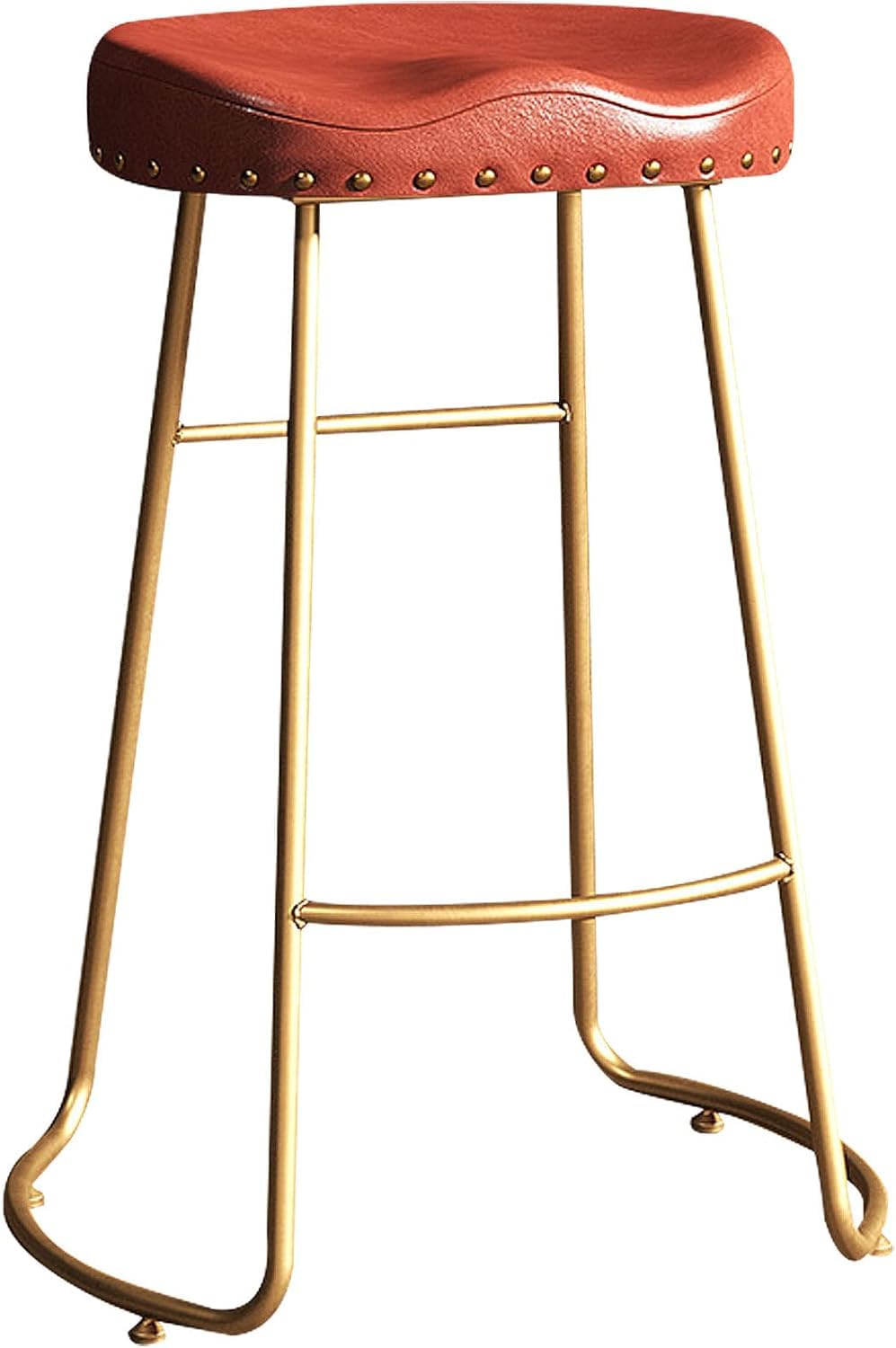 Tabourets de bar vintage en cuir de qualité et piètement métallique noir