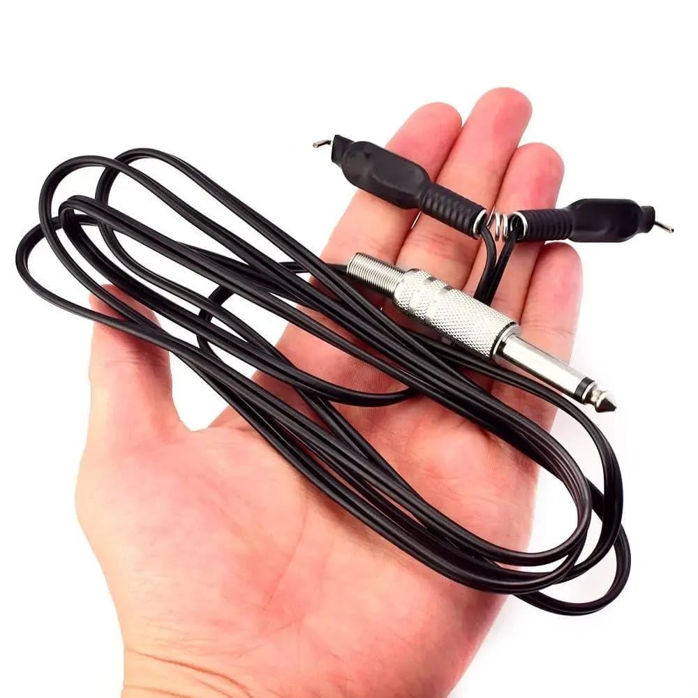 Professional Tattoo Machine Clip Cord Cable | 6.35mm Jack to Dual Pin Tattoo Power Supply Cord | Flexible & Durable Replacement Cable for Tattoo Machines Black-picture-32