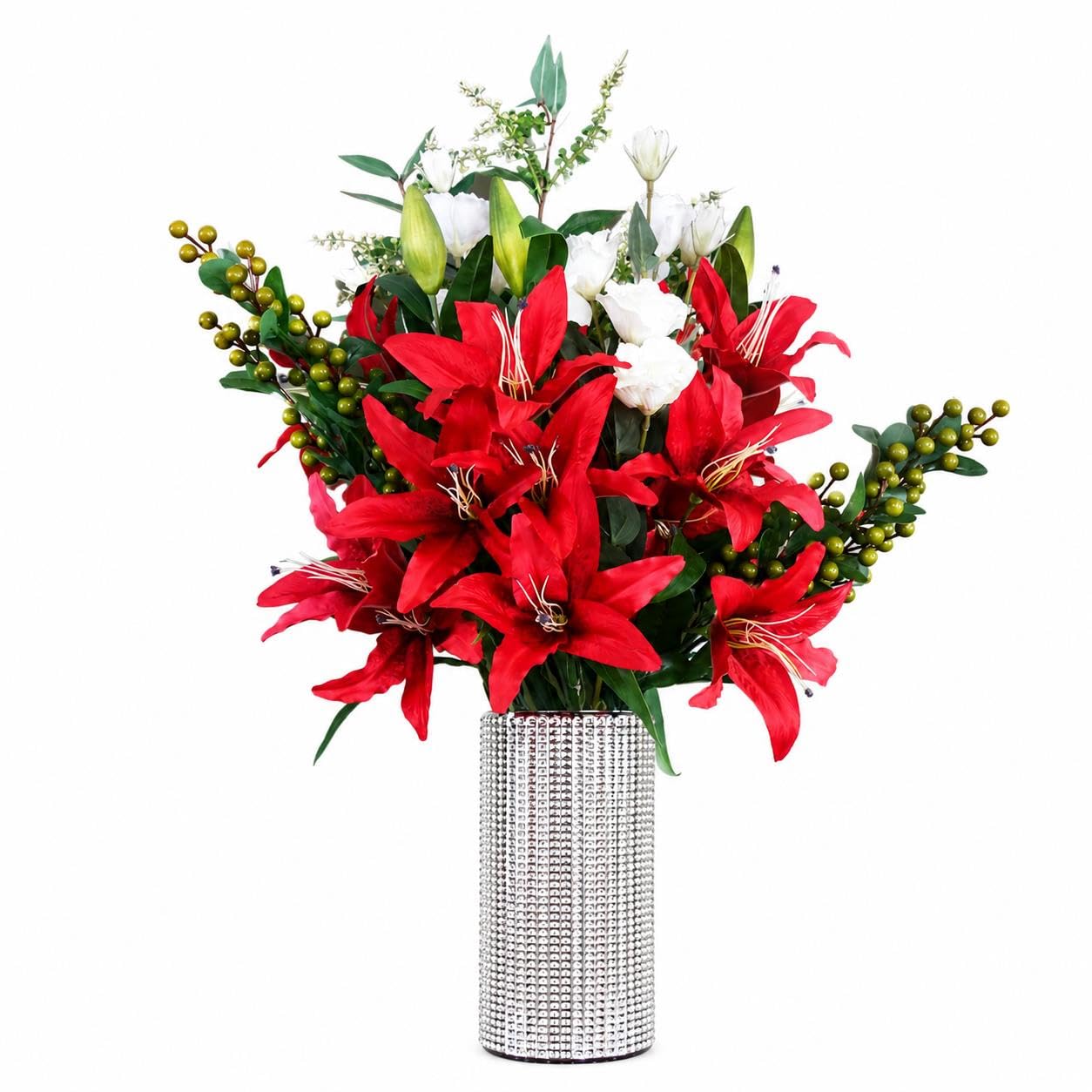 Leaf Design Artificial Flower Display with Vase