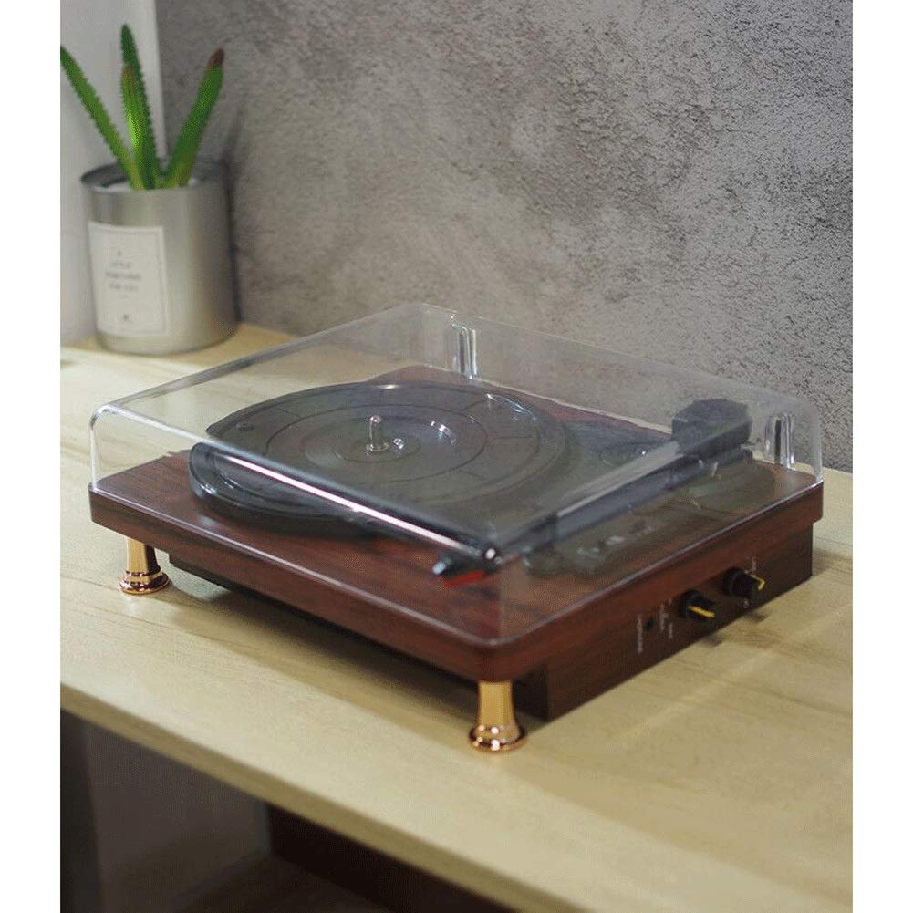 MRKU Giradischi in Vinile, Trasmissione a Cinghia a 3 velocità per Un Suono Superiore, Testina in Ceramica, Altoparlanti Stereo integrati, Ingresso AUX, Uscita RCA e Copertura Antipolvere