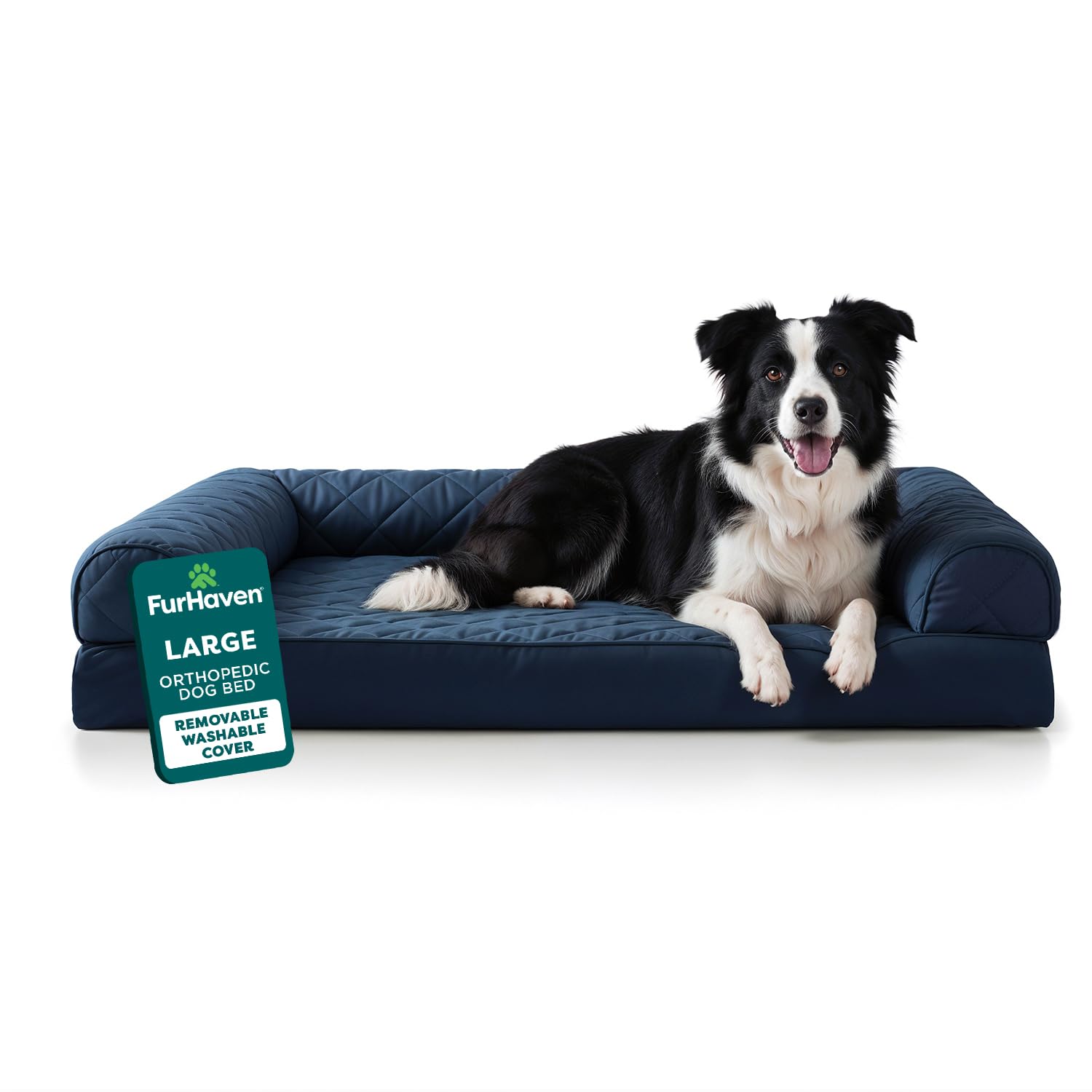 FurHaven Classic Sofa Orthopedic Dog Bed for Large Dogs with Egg Crate with a Solid Orthopedic Foam Base for Joint Support, Removable Washable Cover,