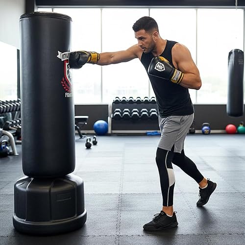 Miniatura 6 de Saco de boxeo de boxeo independiente de alta calidad para adultos y niños, bolsa de kickboxing de base sólida para entrenamiento en casa o gimnasio