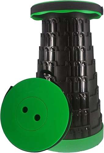Taburete plegable portátil mejorado, silla plegable verde para acampar al aire libre, taburete plegable retráctil con capacidad de carga de 660