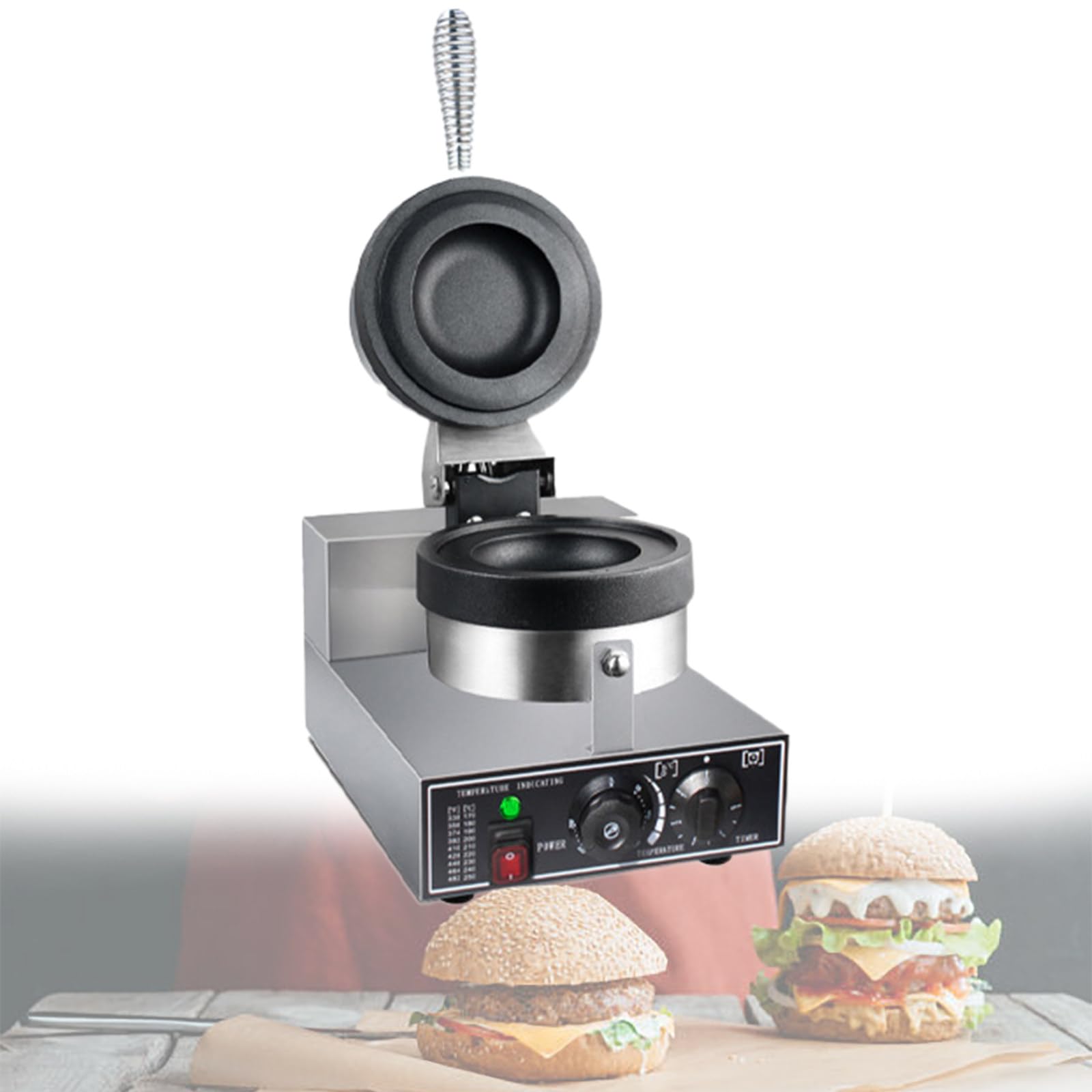 Komercyjne elektryczne gofrownice do burgerów | Burger z powłoką nieprzywierającą o mocy 1200 W | Maszyna ze stali nierdzewnej Prasa do kanapek Panini na domową imprezę