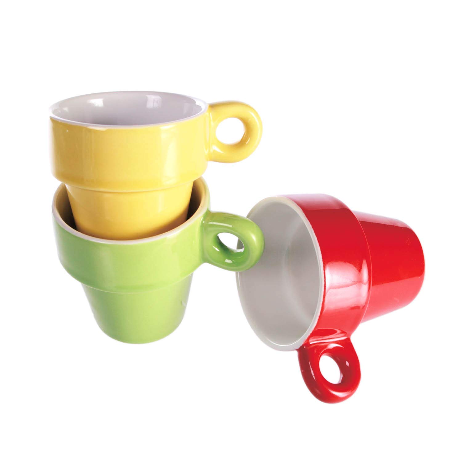 Out of the blue Set de 6 Mini Tazas de Espresso con Soporte de Metal/Material : Cerámica/Dimensiones : 5,5 x 7 cm