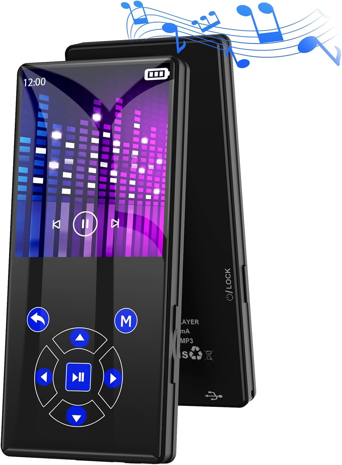 Gueray MP3 Player Bluetooth 64GB Buildin HiFi Speaker Bluetooth 5.0 Portable MP3 FM