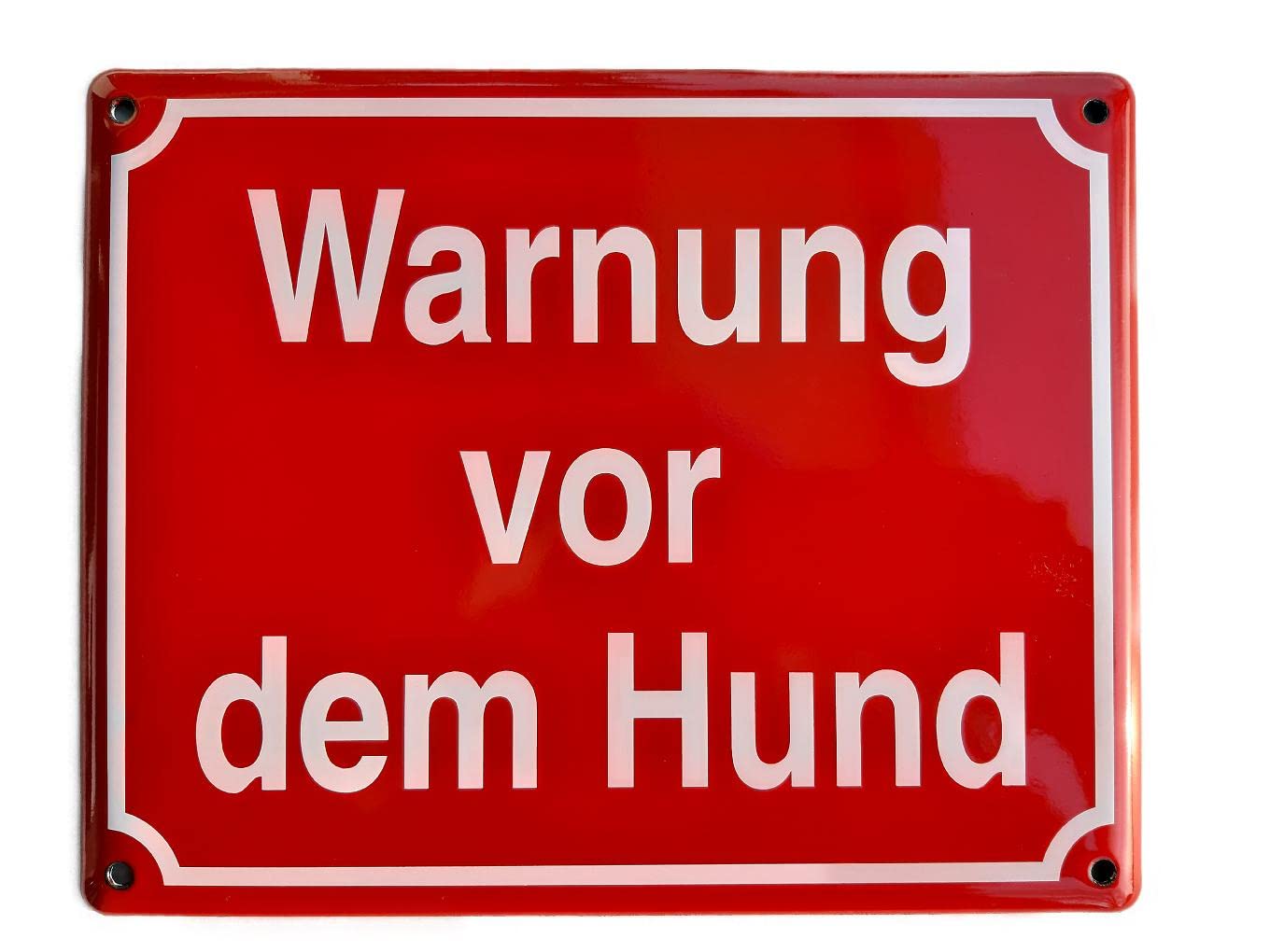 Warnung vor dem Hund, Format 250 x 200 mm / 300 x 250 mm, Emaille Schild, Extrem Wetter- und UV- Beständig, J.Pfaffenzeller
