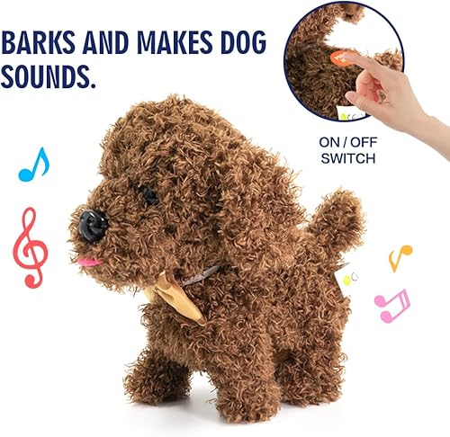 Miniatura 2 de WEofferwhatYOUwant Labradoodle Robot Dog – Juguete interactivo de peluche para cachorros que camina y ladra – Animal de peluche Goldendoodle con