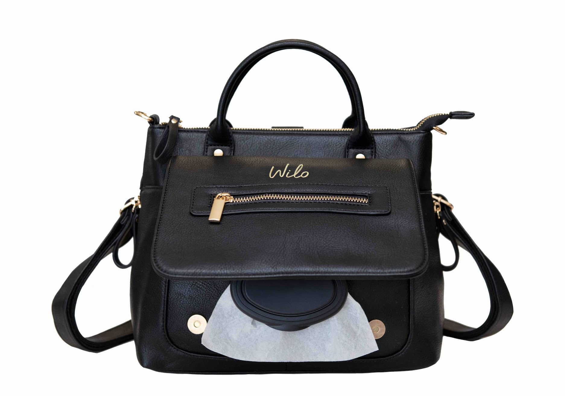 WiloMini Baby Diaper Backpack Purse Small Stylish Bag Purse Refillable  Wet Wipe Dispenser Registry Shower Portable Changing Kit (Black)