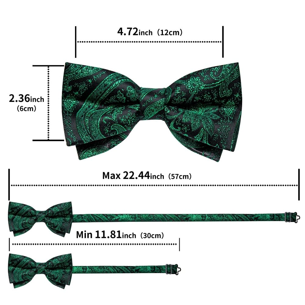 JFDBGU AdjustableBoe Tie Handkerchief Cufflinks Set for Wedding Business Pre-tied Bowties Silk Knots
