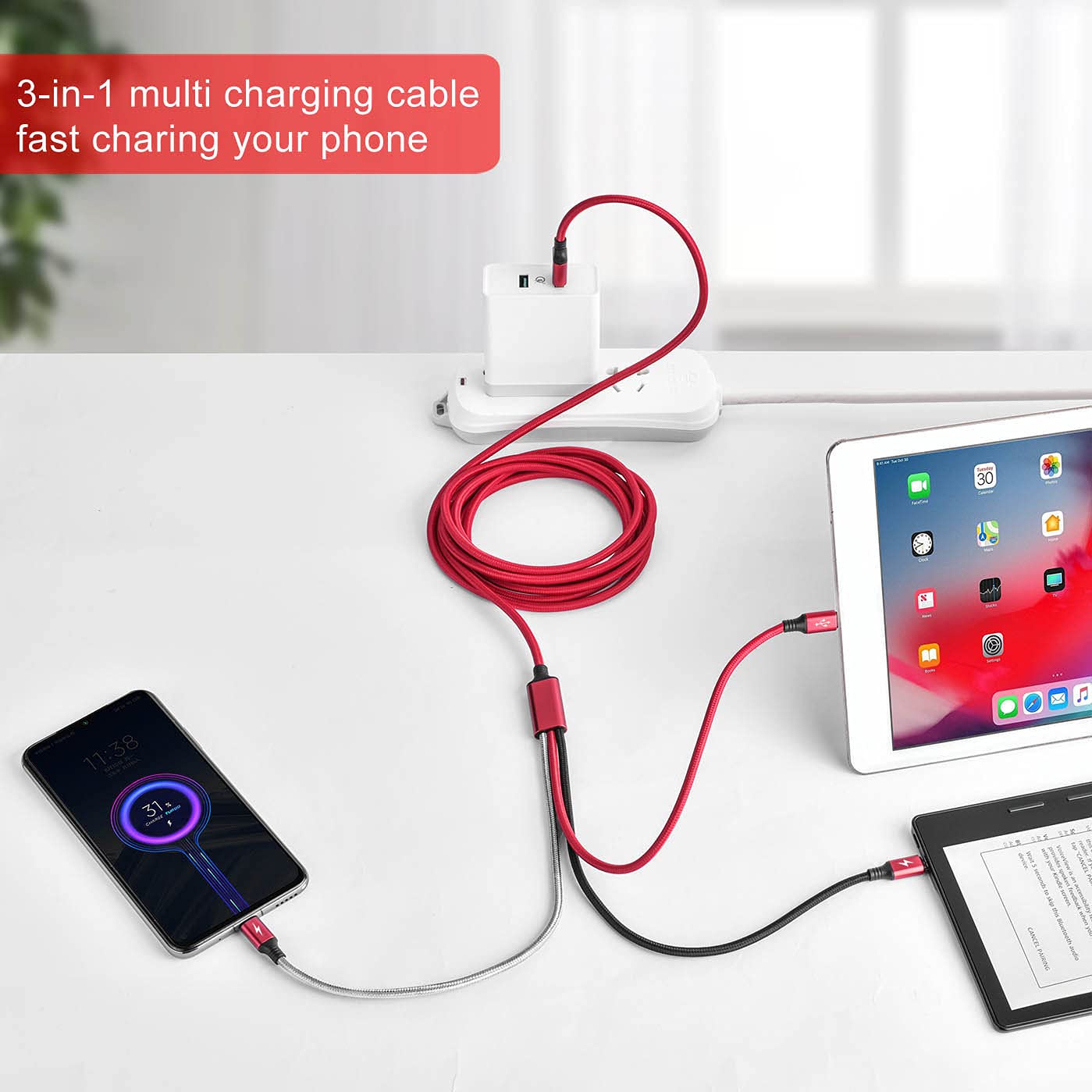 10-in-1 Multi Charging Cable 20cm - Tangle-Free Universal Charger For All Devices