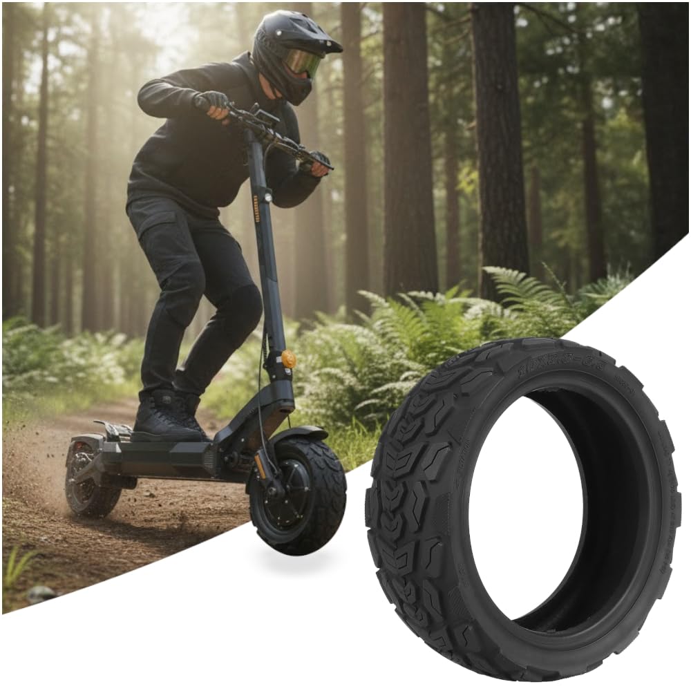 Reifen 10x3.0-6.5 Zoll Offroad Tubeless für Ausom L2, L2 Max, DT2 Pro E-Scooter, Rutschfester Geländereifen Schlauchlos, Starkes Profil für Schotter & Waldwege (1 Stück)