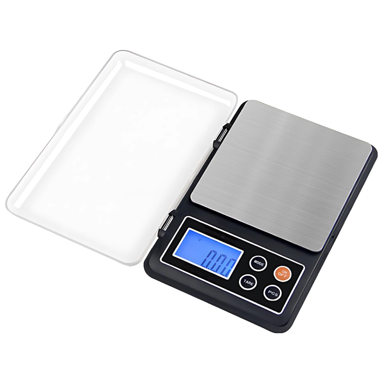 Balance de cuisine numérique pour la maison, outil de pesée de précision 2 kg et 0,1 g, mini balance de poche portable, écran LCD, plateau en acier inoxydable, 16,8 x 11 x 2,3 cm