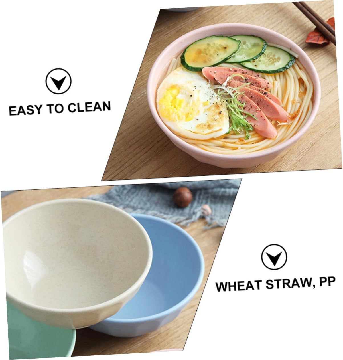 Luxshiny Wheat Straw Bowl Set 4 Pcs round PP Rice Noodle Serving Bowls image 5