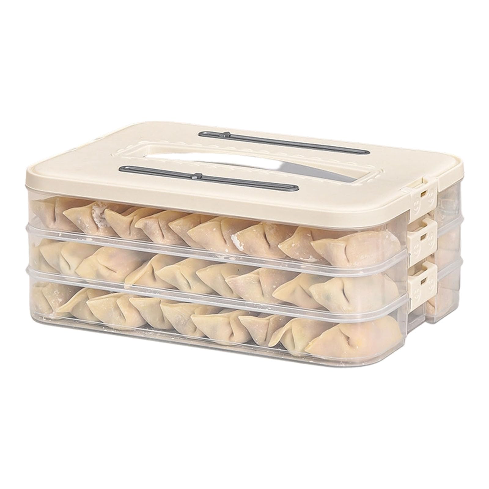 Food Grade PP Clear Container for Iced Dumplings Freezer Storage Refrigerator Safe Food Grade Dumplings Storage Container with Clear Lid Multilayer Freezer Safe Design for Kitchen Refrigerator