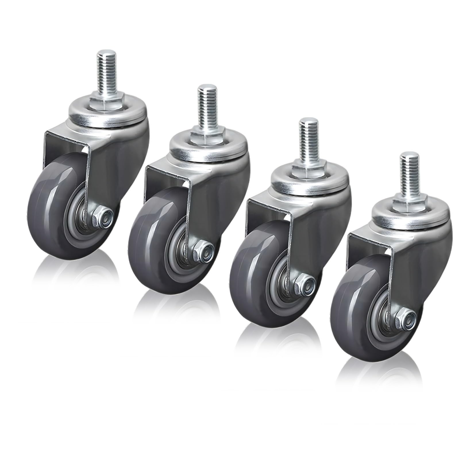 GYRAZXS Heavy Duty Industrial Swivel Casters 2.5" 3" 4" Sets of 4 M12 Threaded Stem for Furniture Polyurethane Wheels Perfect for Moving & Supporting Heavy Loads