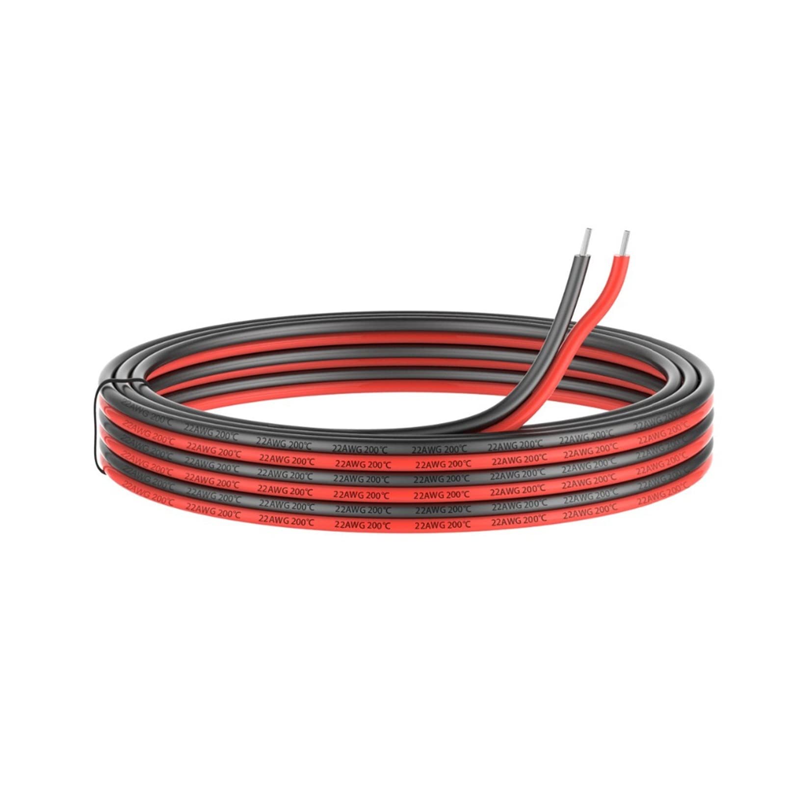 Cable de extensión de 2 Pines, Cable eléctrico de Silicona de 18awg, 50m [Negro, 25m, Rojo, 25m], 2 Conductores, Alambre de Cobre estañado Paralelo Leisurely