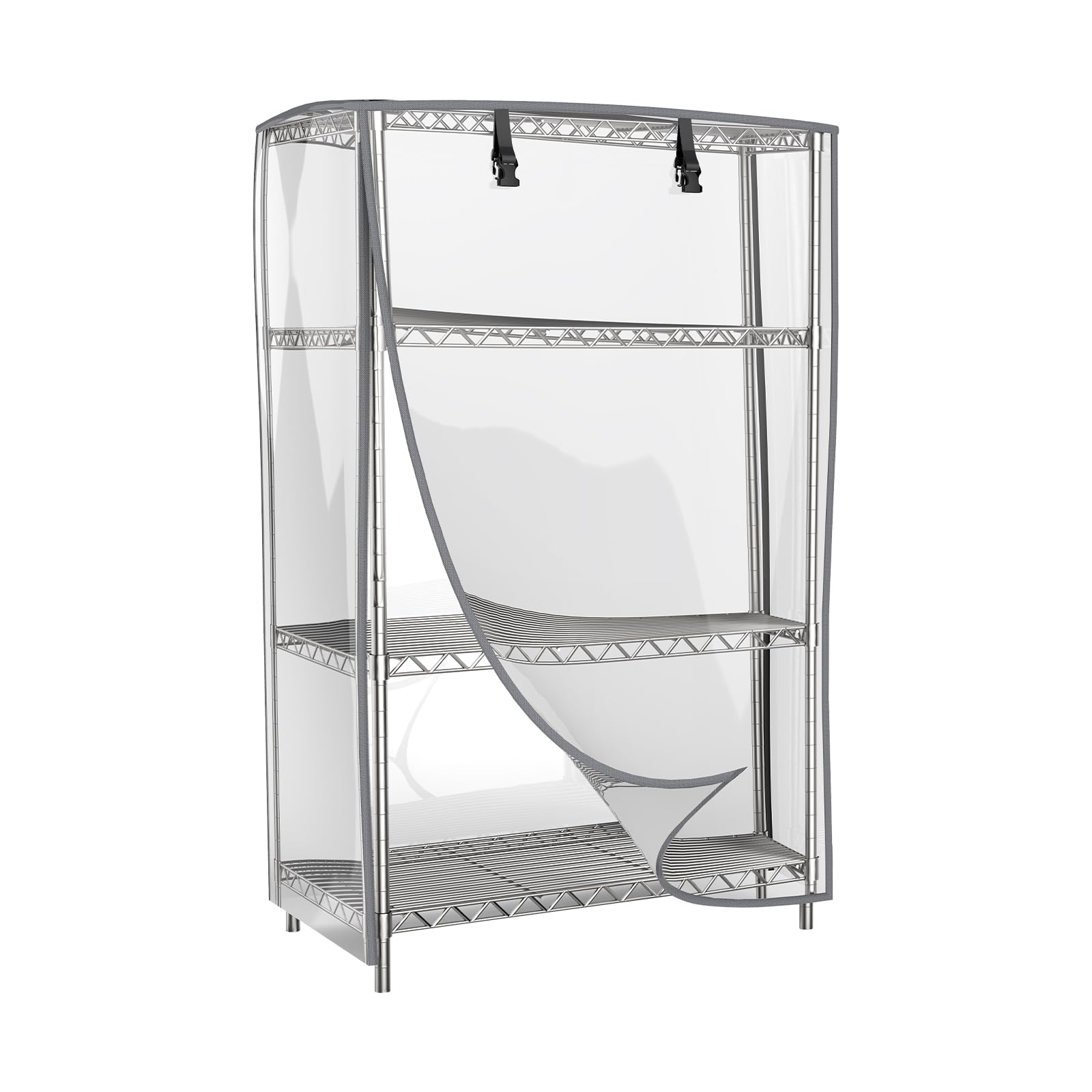 Clear Vinyl Waterproof Storage Shelf Cover for Steel Wire Rack Storage Shelving Organizer for Kitchen, Garage, 36"Wx14"Dx54"H, with Zipper Closure