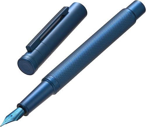 Miniatura 125 de Hongdian Black Forest - Pluma estilográfica de punta media, diseño clásico con convertidor y estuche de metal Negro -,Azul,Latón,Fibra de