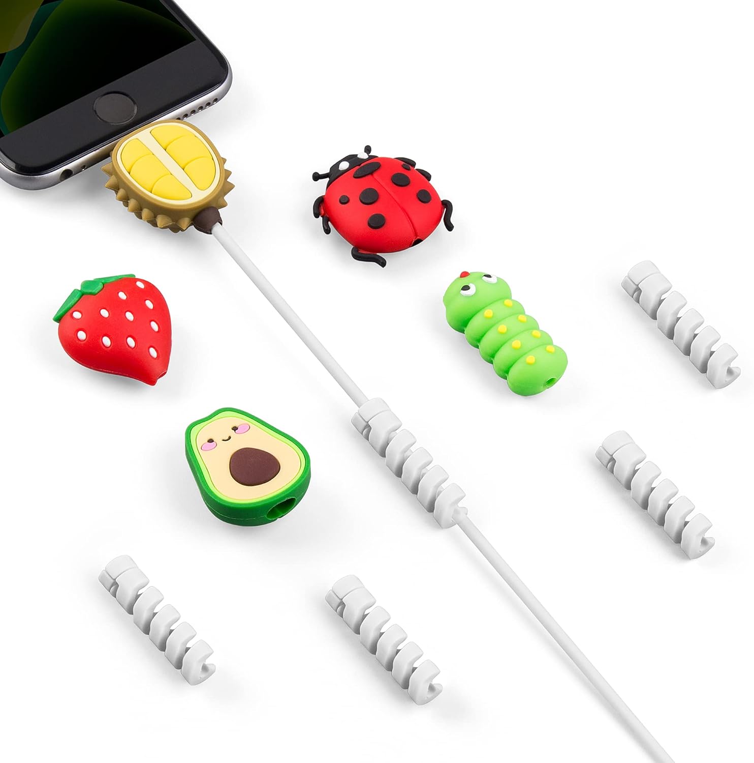 SUNGUY 10 Piezas Accesorios de Protección de Teléfono Protectores de Cable de Carga Protector de Cargador Lindo Ahorrador de Cable Cargador USB para Líneas de Datos de Móviles