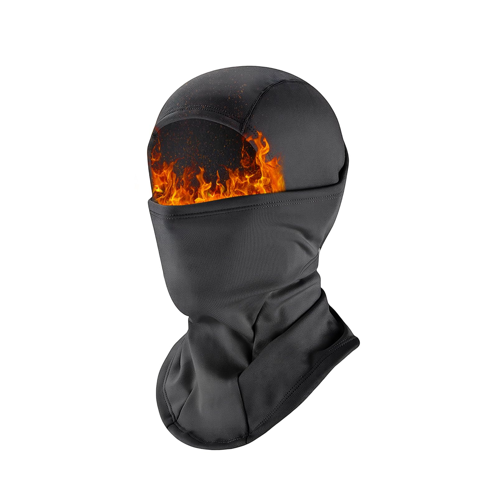 Kinoco Unisex Black Ski Mask Balaclava - Windproof Thermal Fleece Face Cover For Cycling, Running, Skiing - Cold Weather Neck Gaiter