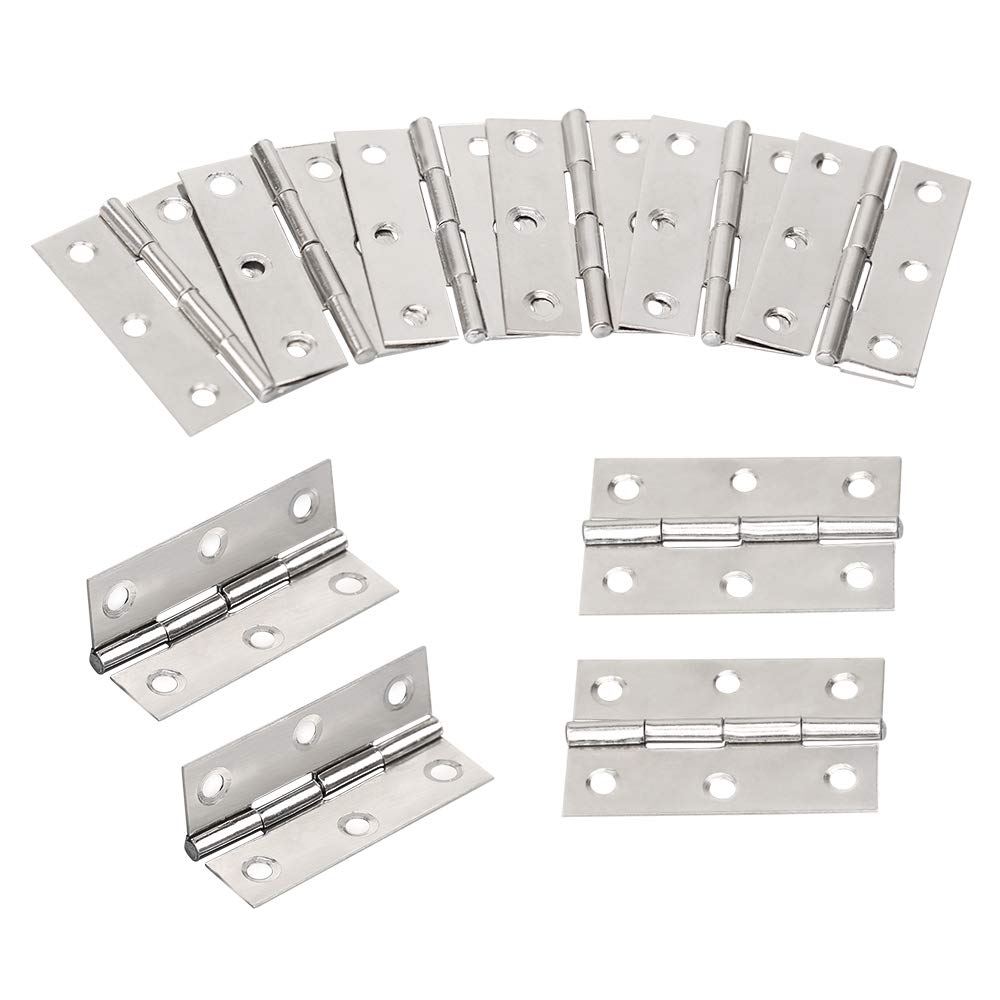 Juibao 10 Pieces Stainless Steel Folding Butt Hinges, Hinges for Window, Cabinets, Closet, Wooden Boxes