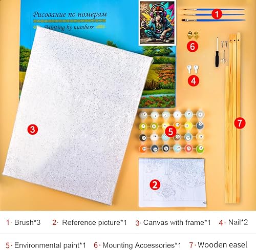 Miniatura 9 de TUMOVO Pintura por número para adultos, Día lluvioso de París, kits de pintura por números, torre Eiffel, kits de pintura por números para adultos,