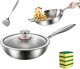 Panela titanium com Tampa, Conjunto de panelas e frigideiras em titânio antiaderentes, ultraduráveis ​​e resistentes a riscos, Frigideiras multifuncionais para cozinhar (G: 28 cm)