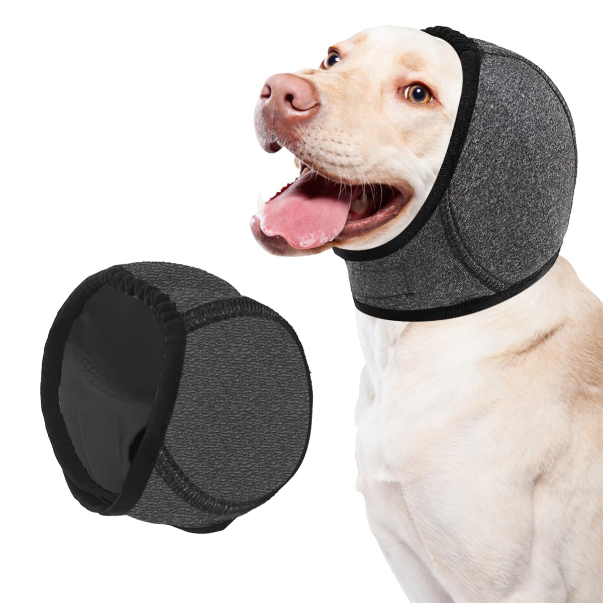 Grigio L Paraorecchie per Cani Impermeabili, Copriorecchie Cuffie per Cani Antirumore, Protezione Regolabile per Le Orecchie per Animali Domestici, Protezione dal Rumore Copri Orecchie per Cane
