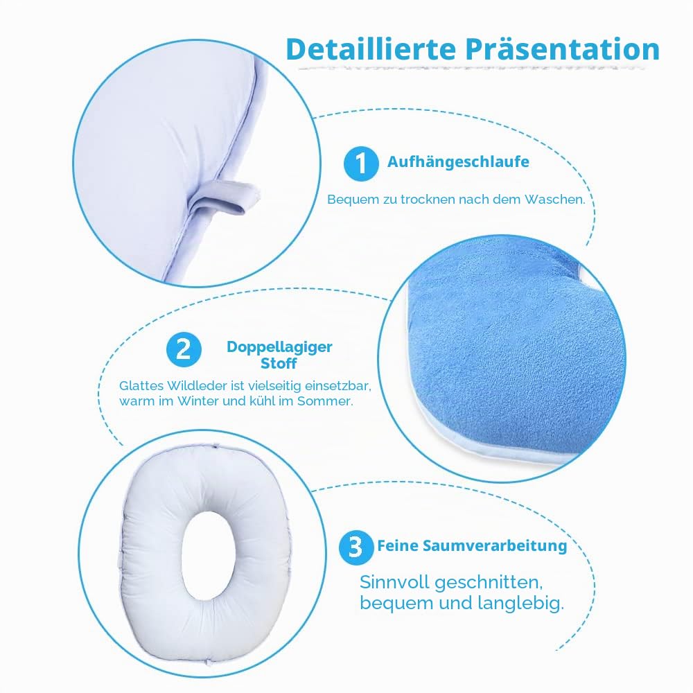 MESINURS Anti-Dekubitu Pad Bettkissen – Donut Stillbett Schmerz Pad für Bedridden, ältere Menschen, Behinderte, Komfort und atmungsaktiv zur Schmerzlinderung (43,2 x 40,6 cm, oval)