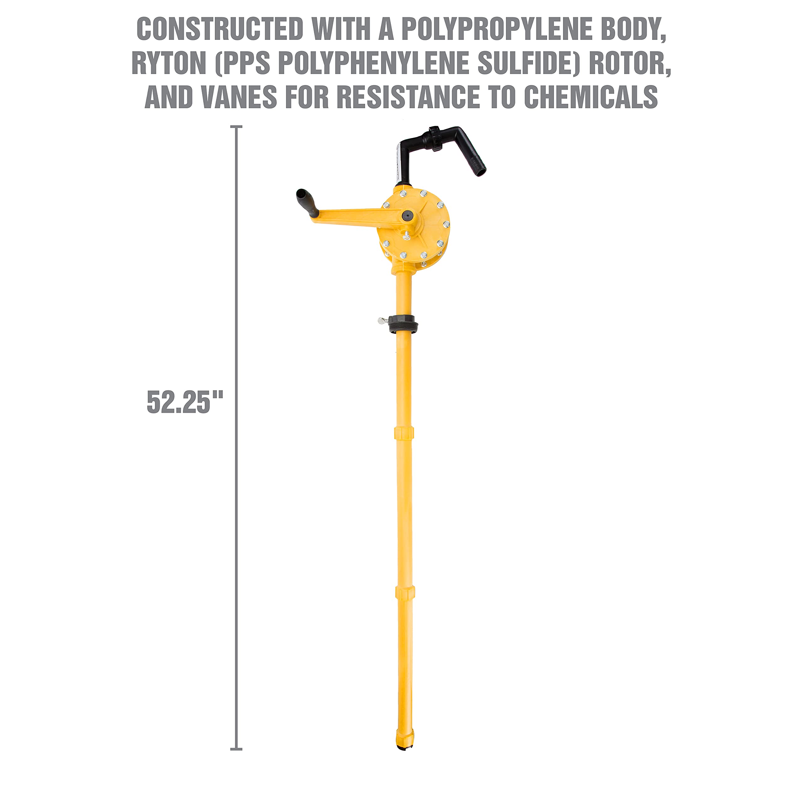 OEMTOOLS 24470 Rotary Barrel Pump, Polypropylene Drum Hand Pump for
