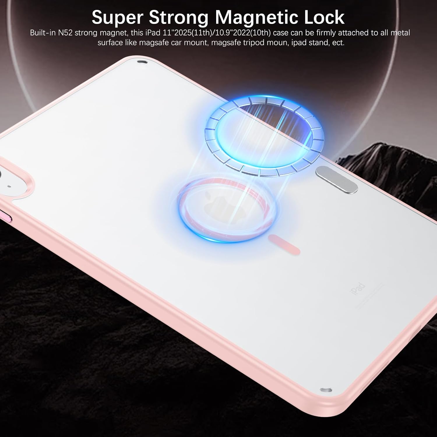 YINLAI Case for iPad (A16) 11th Generation 11 Inch 2025, iPad 10th Generation 10.9 Inch 2022 Magnetic [Compatible with Magsafe] Slim Translucent Matte Men Shockproof Protective Back Cover, Light Pink