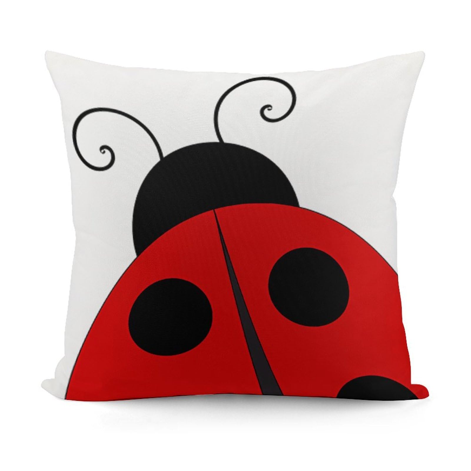 FekiLoot Ladybug Plush Cushion Covers, Double-Sided Throw Pillow Covers with Invisible Zipper, Comfortable Soft Square Cushion Cases for Sofa Bedroom Living Room 18x18 Inch (45x45cm)